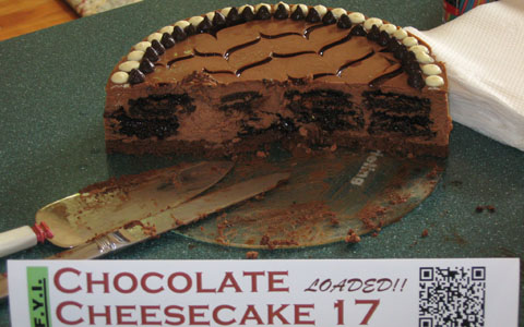 Chocolate Cheesecake—Prototype 17 (about 1/2 gone w/ sign)