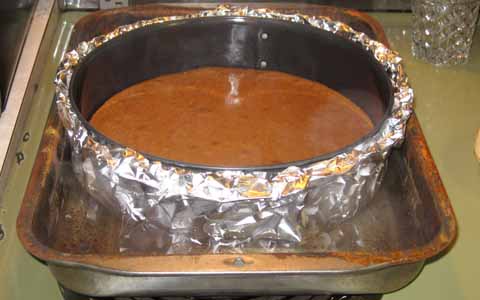 Wrapped pan in tub and awaiting batter