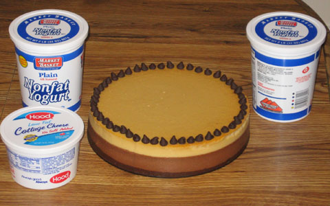 Chocolate Peanut Butter Cheesecake—Prototype 4 (made with Market Basket yogurt and Hood cottage cheese)