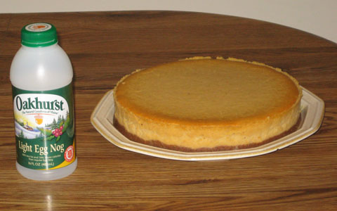 Eggnog Cheesecake—Prototype 12 (made with eggnog by Oakhurst—"The Natural Goodness of Maine")