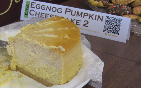 Eggnog Pumpkin Cheesecake—Prototype 2 ("For Your Information"/"Scan me!")
