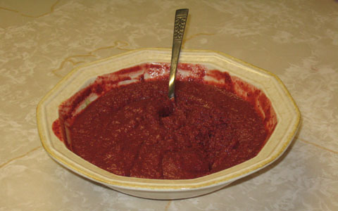 Red velvet unbaked mixture